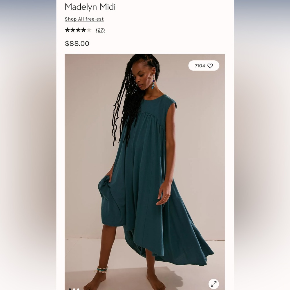 NWOT Free People Beach Madelyn Midi dress-size MEDIUM